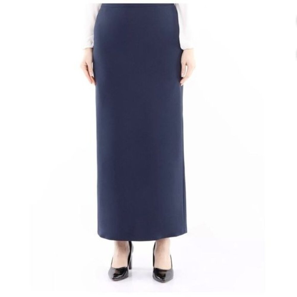 Navy Blue Floor-Length Maxi Skirt 6 With Back Bow & Zipper Closure
